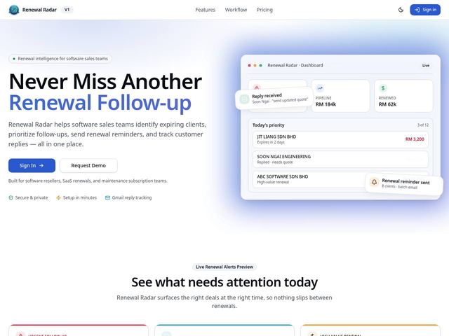 Renewal Radar preview