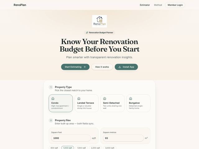 Renovation Budget Planner preview